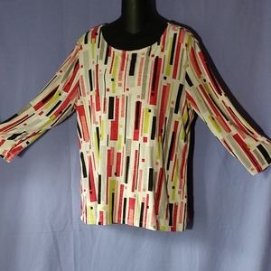 JM Collection, size L, 3/4 length sleeve  blouse